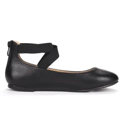 Elastic Closed Toe Flats with Ankle Strap