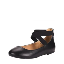 Elastic Closed Toe Flats with Ankle Strap