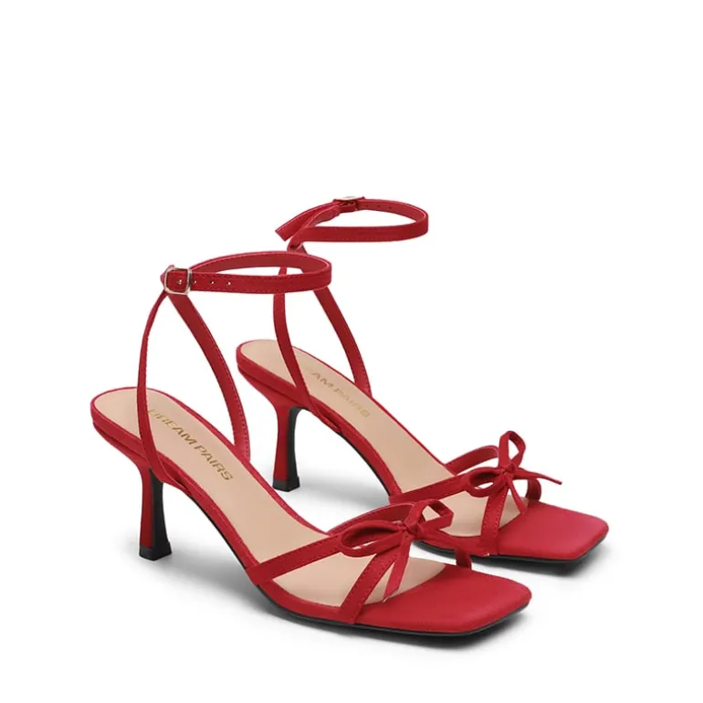 Elegant Square Toe Bow-heeled Sandal