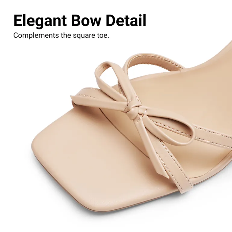 Elegant Square Toe Bow-heeled Sandal