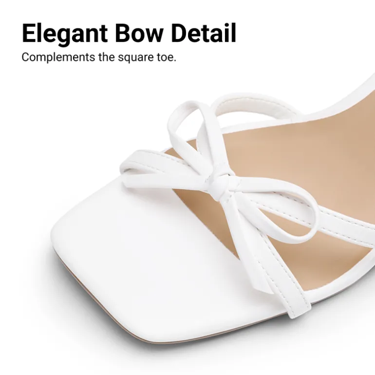 Elegant Square Toe Bow-heeled Sandal