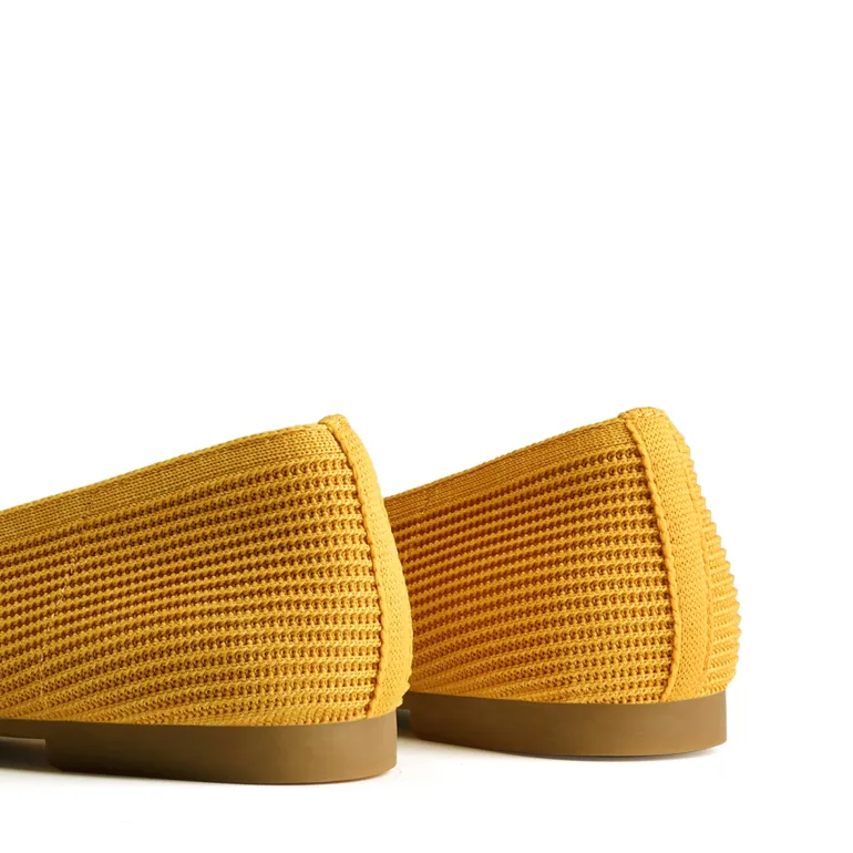 Elegant Square Toe Knit Bow Flats