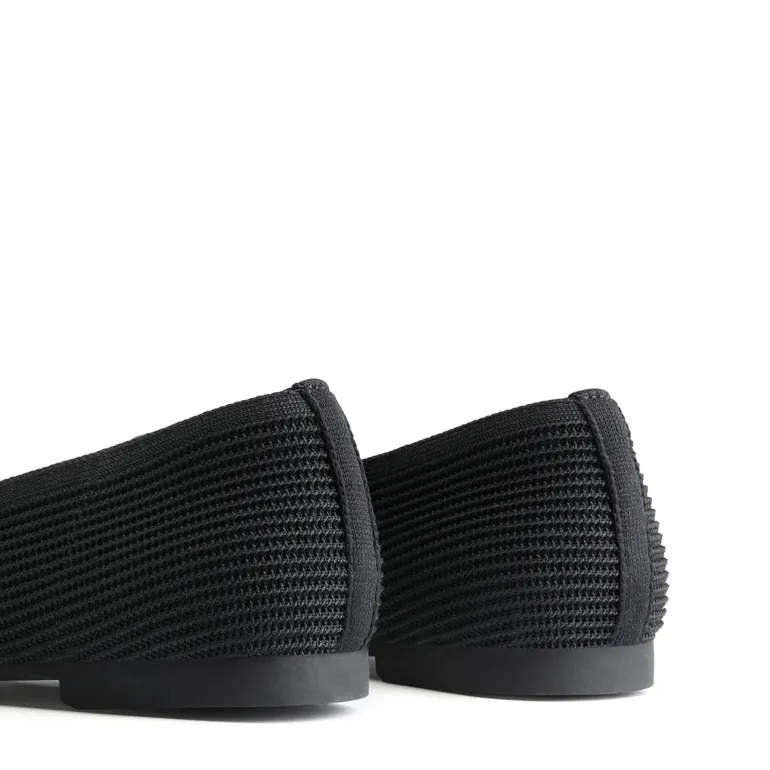 Elegant Square Toe Knit Bow Flats