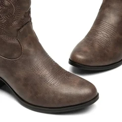 Embroidered Low Heel Cowgirl Ankle Boots