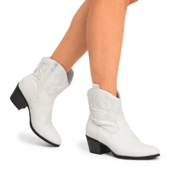 Embroidered Low Heel Cowgirl Ankle Boots