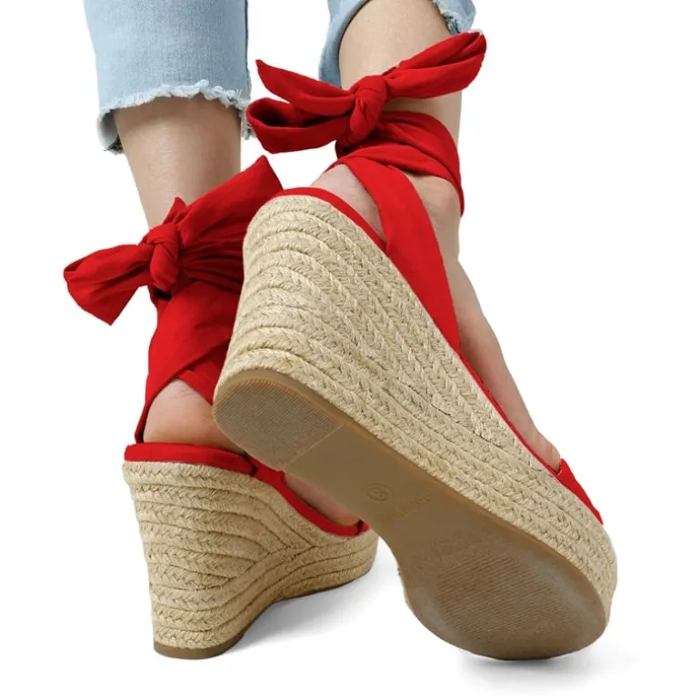 Espadrilles Ankle Tie Lace Up Platform Wedges