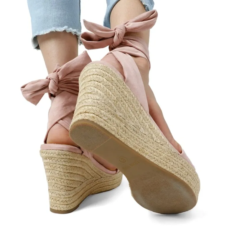 Espadrilles Ankle Tie Lace Up Platform Wedges