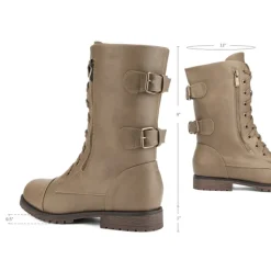 Faux Fur Mid Calf Combat Boots