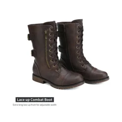 Faux Fur Mid Calf Combat Boots