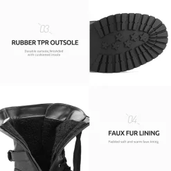 Faux Fur Mid Calf Combat Boots