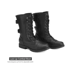 Faux Fur Mid Calf Combat Boots