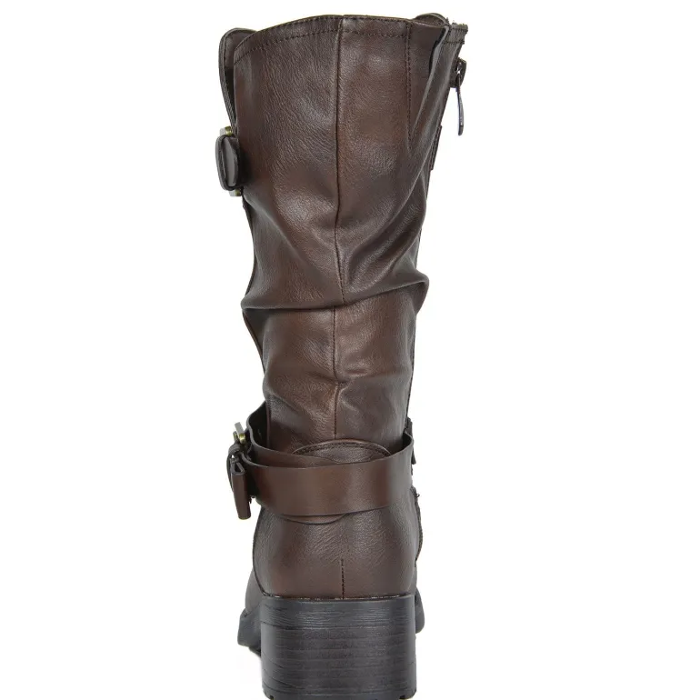 Faux Fur Mid Calf Winter Riding Boots