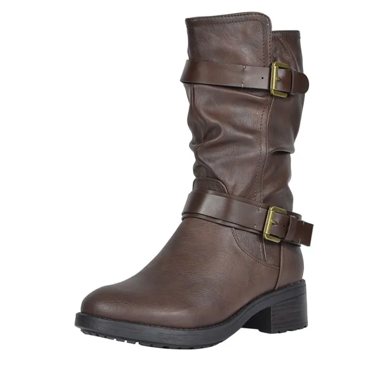 Faux Fur Mid Calf Winter Riding Boots