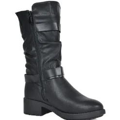 Faux Fur Mid Calf Winter Riding Boots
