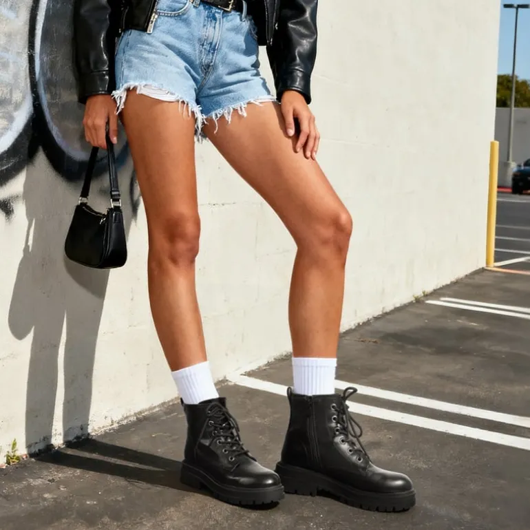 Flat Lace Up Ankle Combat Boots