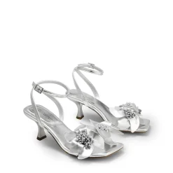 Flower Kitten Heel Sandals