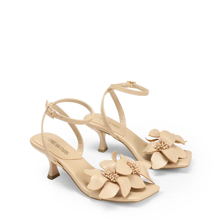 Flower Kitten Heel Sandals