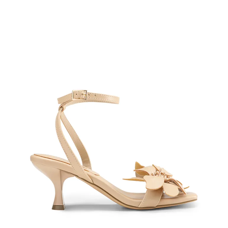 Flower Kitten Heel Sandals