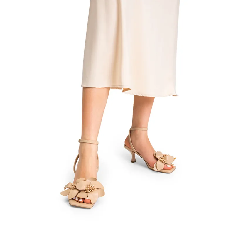 Flower Kitten Heel Sandals