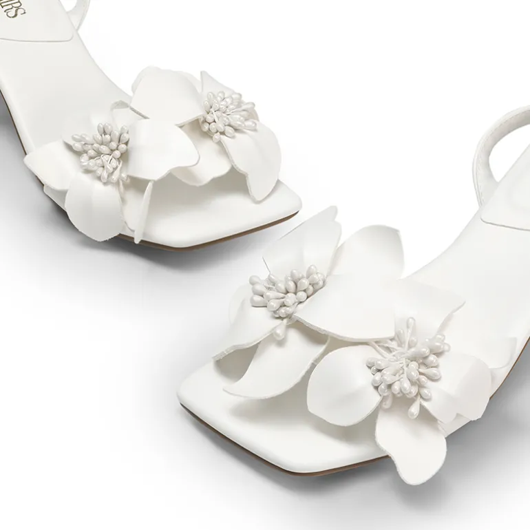 Flower Kitten Heel Sandals