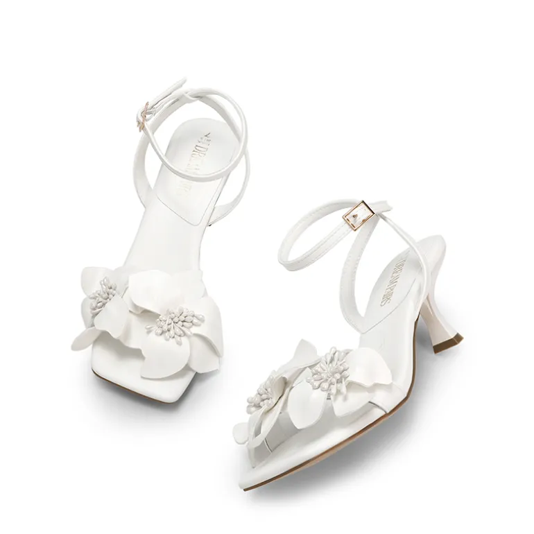 Flower Kitten Heel Sandals