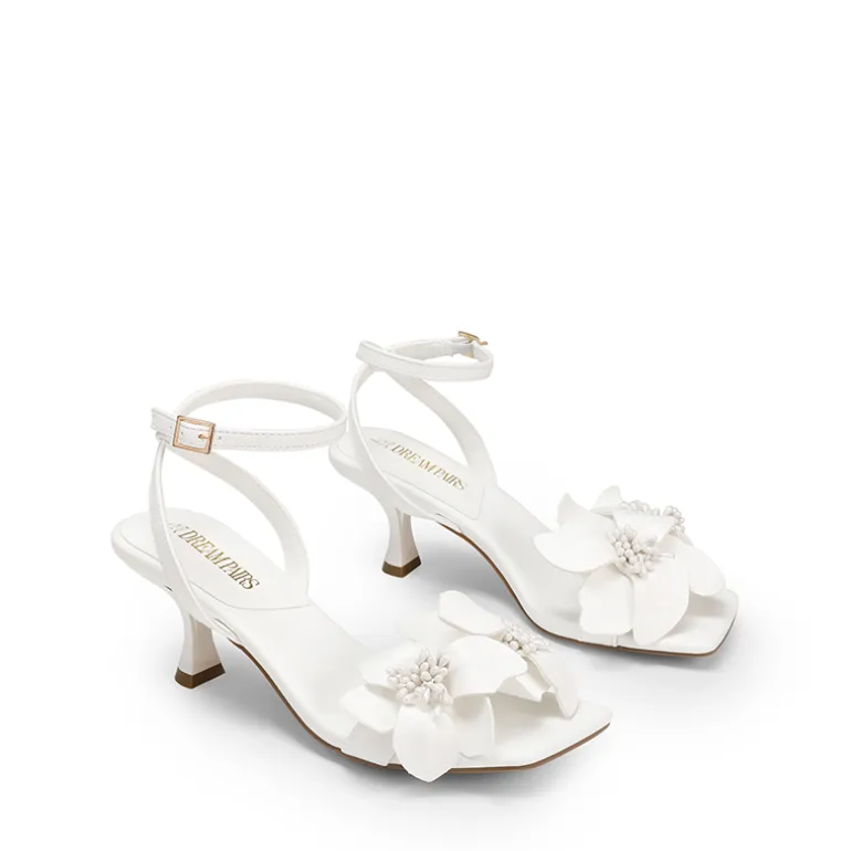 Flower Kitten Heel Sandals