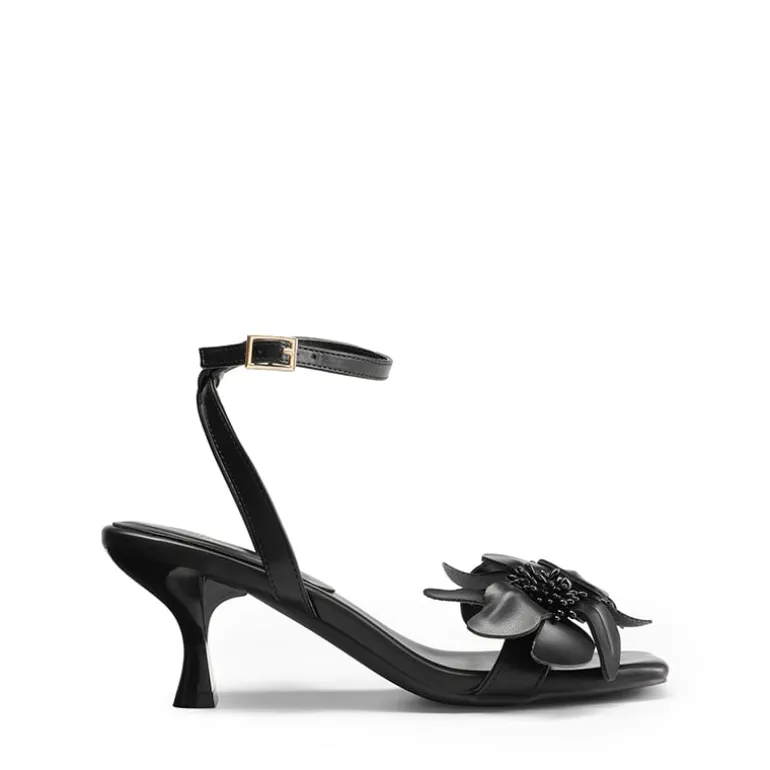 Flower Kitten Heel Sandals
