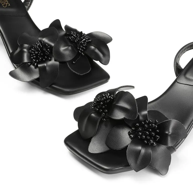 Flower Kitten Heel Sandals
