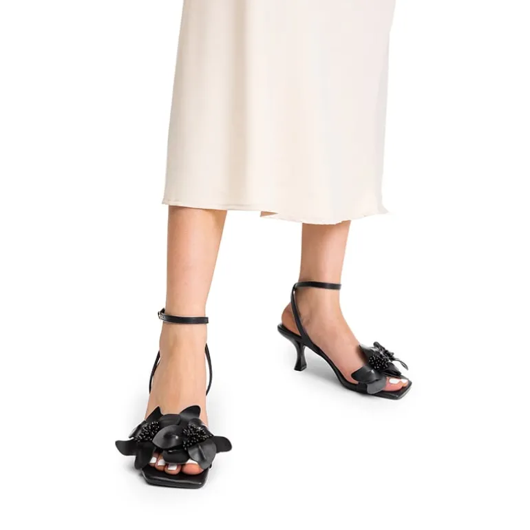 Flower Kitten Heel Sandals