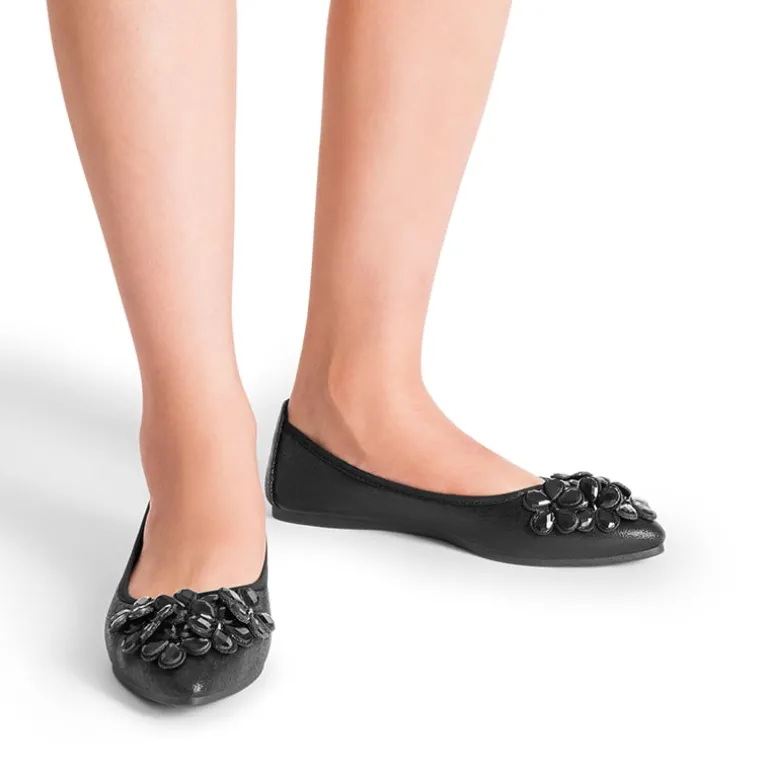 Foldable Rhinestone Slip-On Ballet Flats