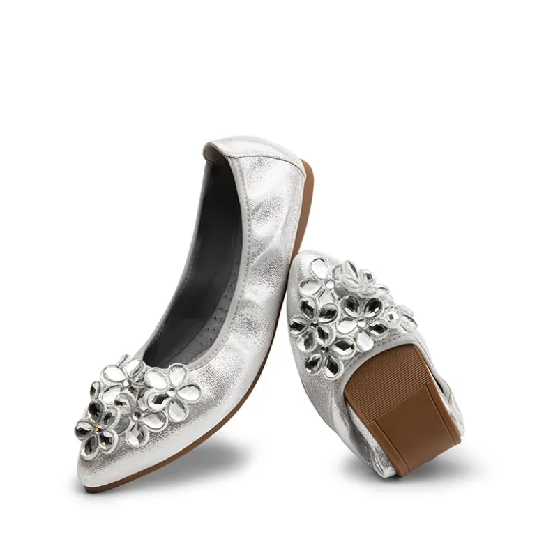 Foldable Rhinestone Slip-On Ballet Flats