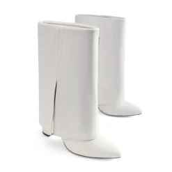 Fold-Over Denim Mid-Calf Boots