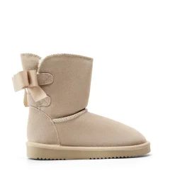 [FuzzyChic Bow] Suede Mid-calf Snow Boots