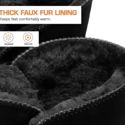 [FuzzyChic Bow] Suede Mid-calf Snow Boots