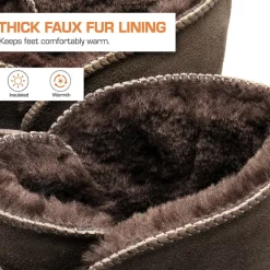 [FuzzyChic Bow] Suede Mid-calf Snow Boots