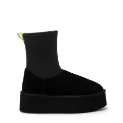 [FuzzyChic Sock-Top Platform] Mid-calf Snow Boots