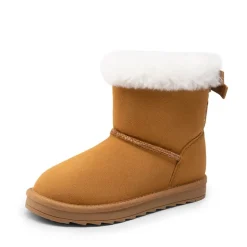 [FuzzyChic TeddyCozy] Kid's Suede Bow Snow Boots