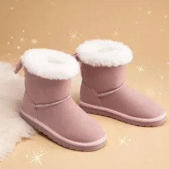 [FuzzyChic TeddyCozy] Kid's Suede Bow Snow Boots
