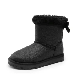 [FuzzyChic TeddyCozy] Kid's Suede Bow Snow Boots