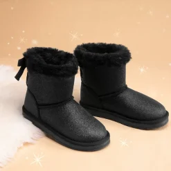 [FuzzyChic TeddyCozy] Kid's Suede Bow Snow Boots