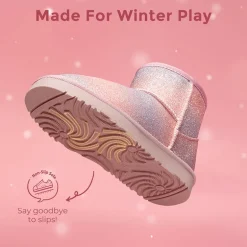 [FuzzyClassic Kid's Low Boot] Kids Faux Fur-Lined Snow Boots