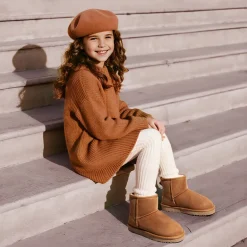 [FuzzyClassic Kid's Low Boot] Kids Faux Fur-Lined Snow Boots