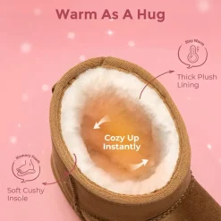 [FuzzyClassic Kid's Low Boot] Kids Faux Fur-Lined Snow Boots