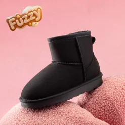 [FuzzyClassic Kid's Low Boot] Kids Faux Fur-Lined Snow Boots