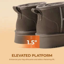 [Fuzzy Classic Maren] Women’s Suede Faux Fur Snow Boots