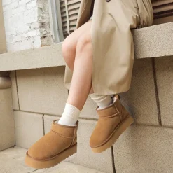 [Fuzzy Classic Maren] Women’s Suede Faux Fur Snow Boots