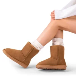 [FuzzyClassic Mid Boot] Suede Mid Calf Snow Boots