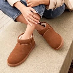 [FuzzyClassic Mini Boot] Splash-Proof Slip-On Suede Snow Boots