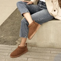 [FuzzyClassic Mini Boot] Splash-Proof Slip-On Suede Snow Boots