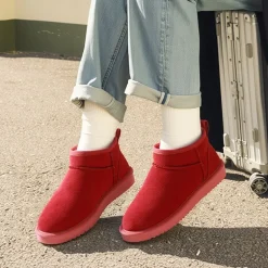 [FuzzyClassic Mini Boot] Splash-Proof Slip-On Suede Snow Boots